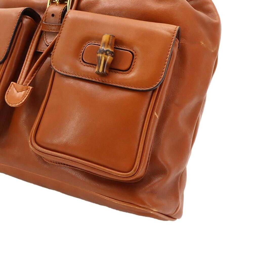 Gucci Bamboo Backpack, Leather, Brown, Gold Hardware, 003.1998.0016 - Picture 9 of 10